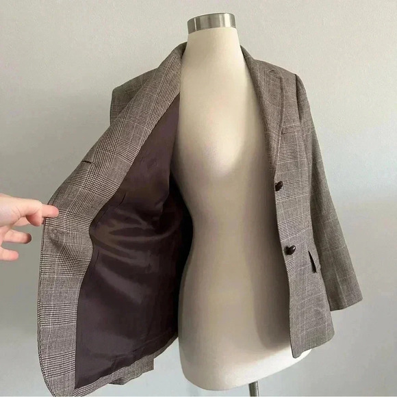 J. Crew Plaid 100% Wool Blazer Jacket Sz 12 - Picture 5 of 13